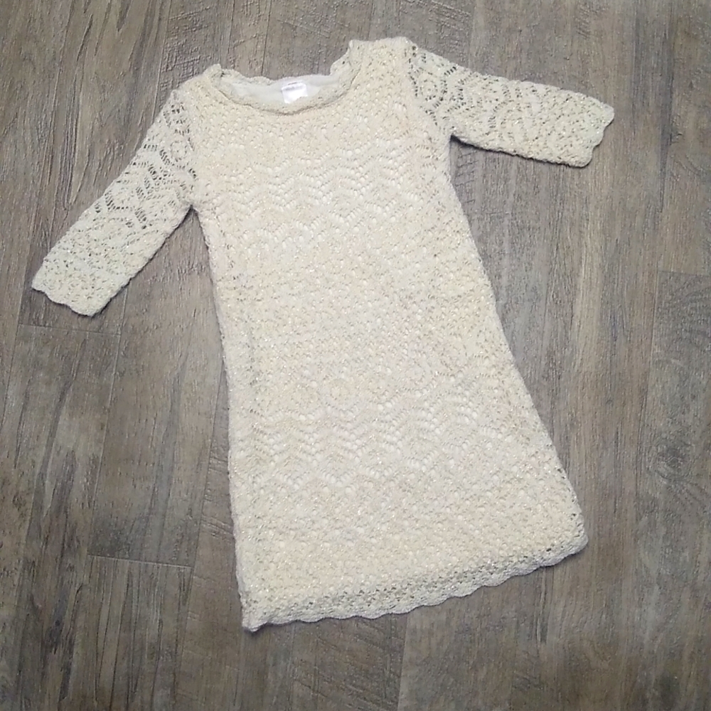 Cat and Jack cream and gold sweater dress size 4/5